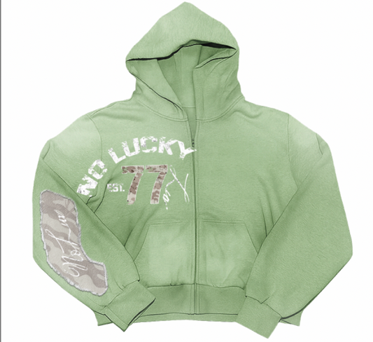 NoLuckyLuv Green/white Hoodie