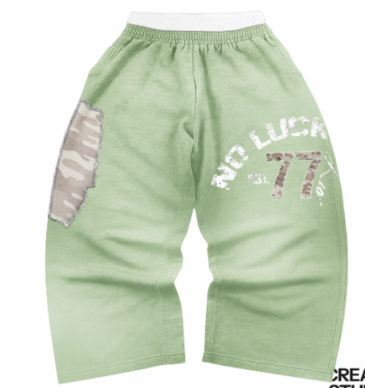 NoLuckyLuv Green/white SWEATPANTS