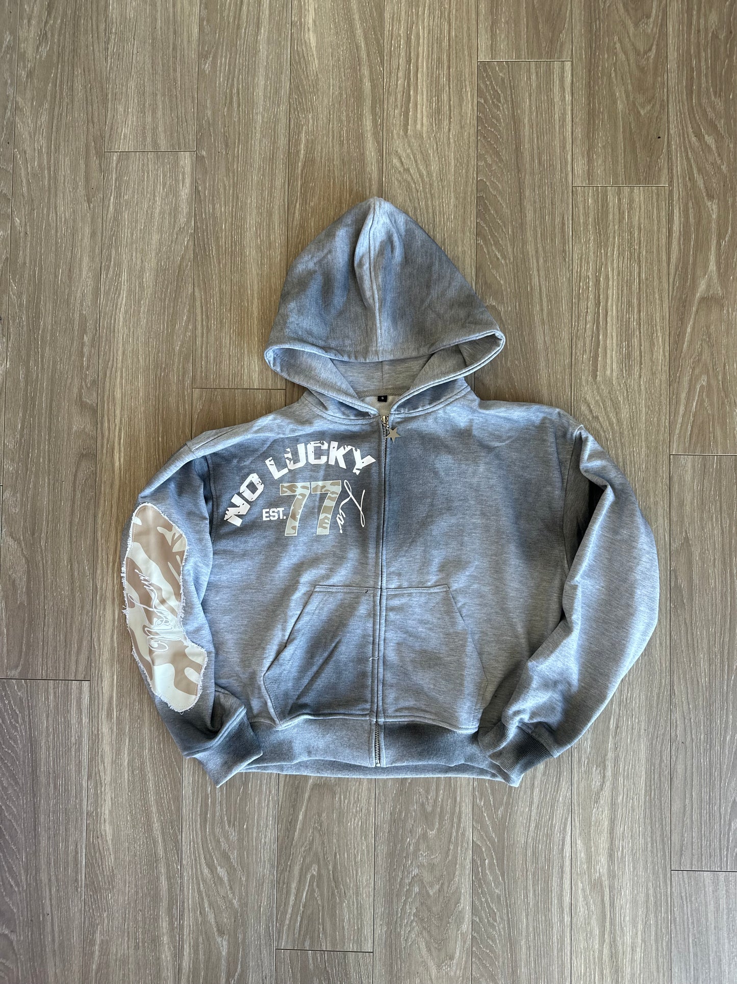 NoLuckyLuv Grey/white Hoodie