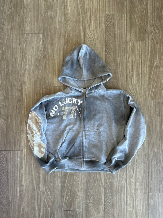 NoLuckyLuv Grey/white Hoodie