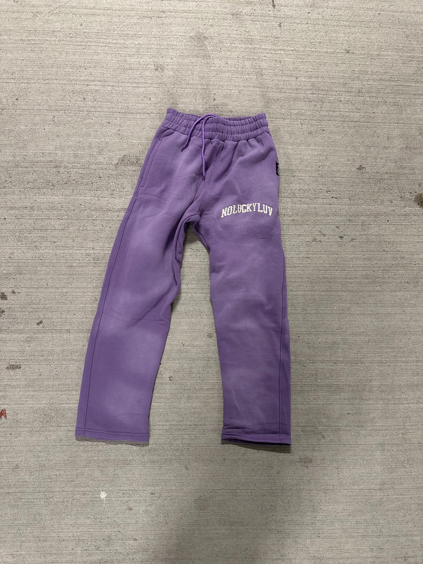 NoLuckyLuv Purple/white SWEATPANTS