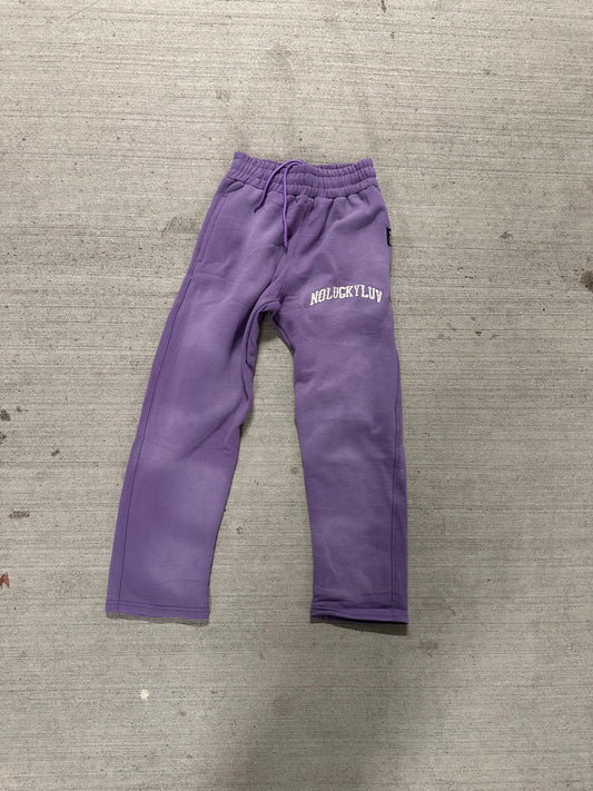 NoLuckyLuv Purple/white SWEATPANTS