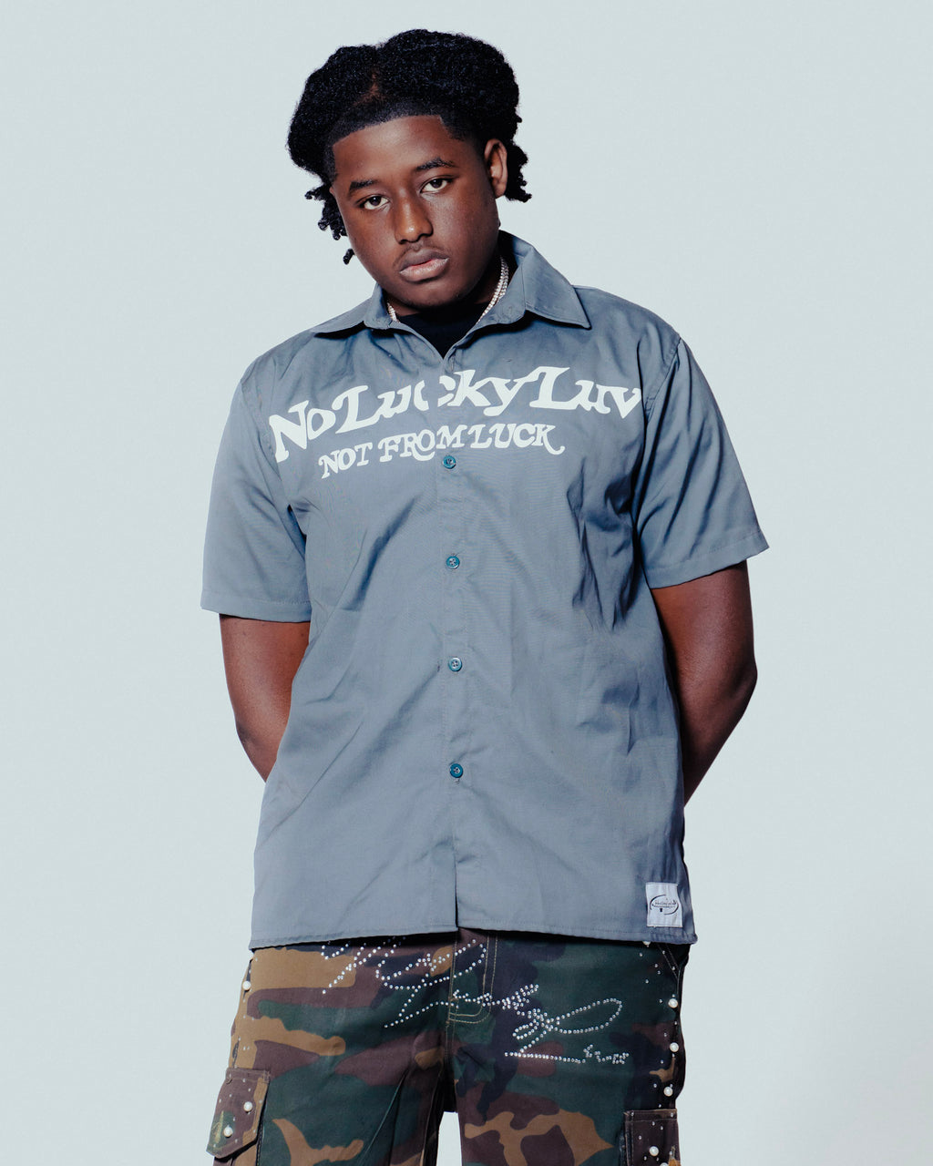 NoLuckyLuv UTILITY SHIRT Grey/white