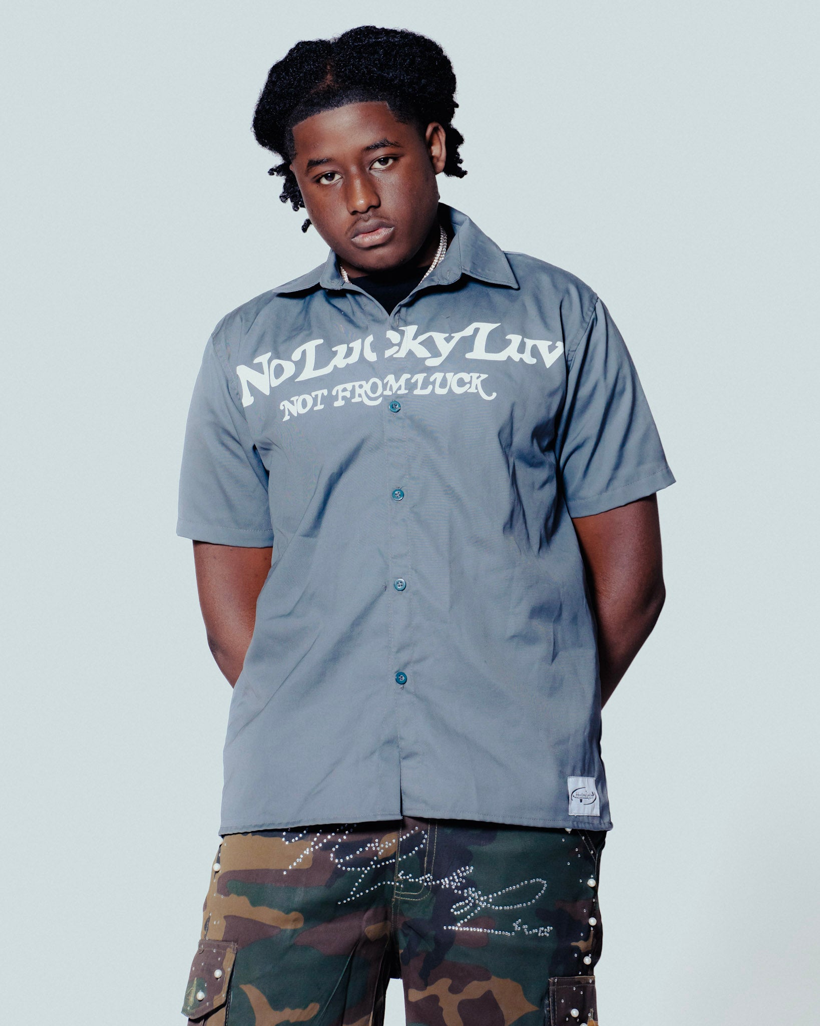 NoLuckyLuv UTILITY SHIRT Grey/white