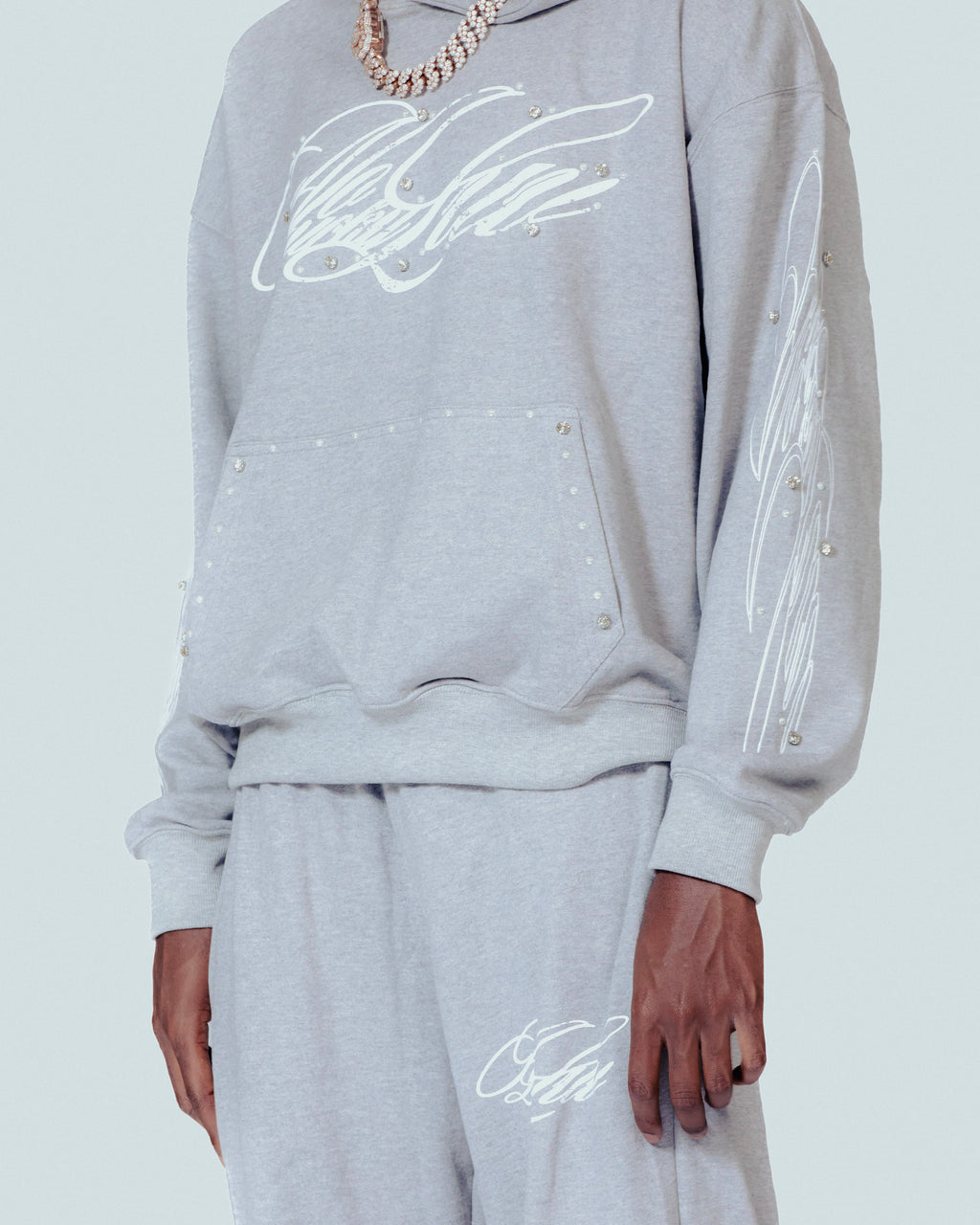 NoLuckyLuv grey/white Hoodie