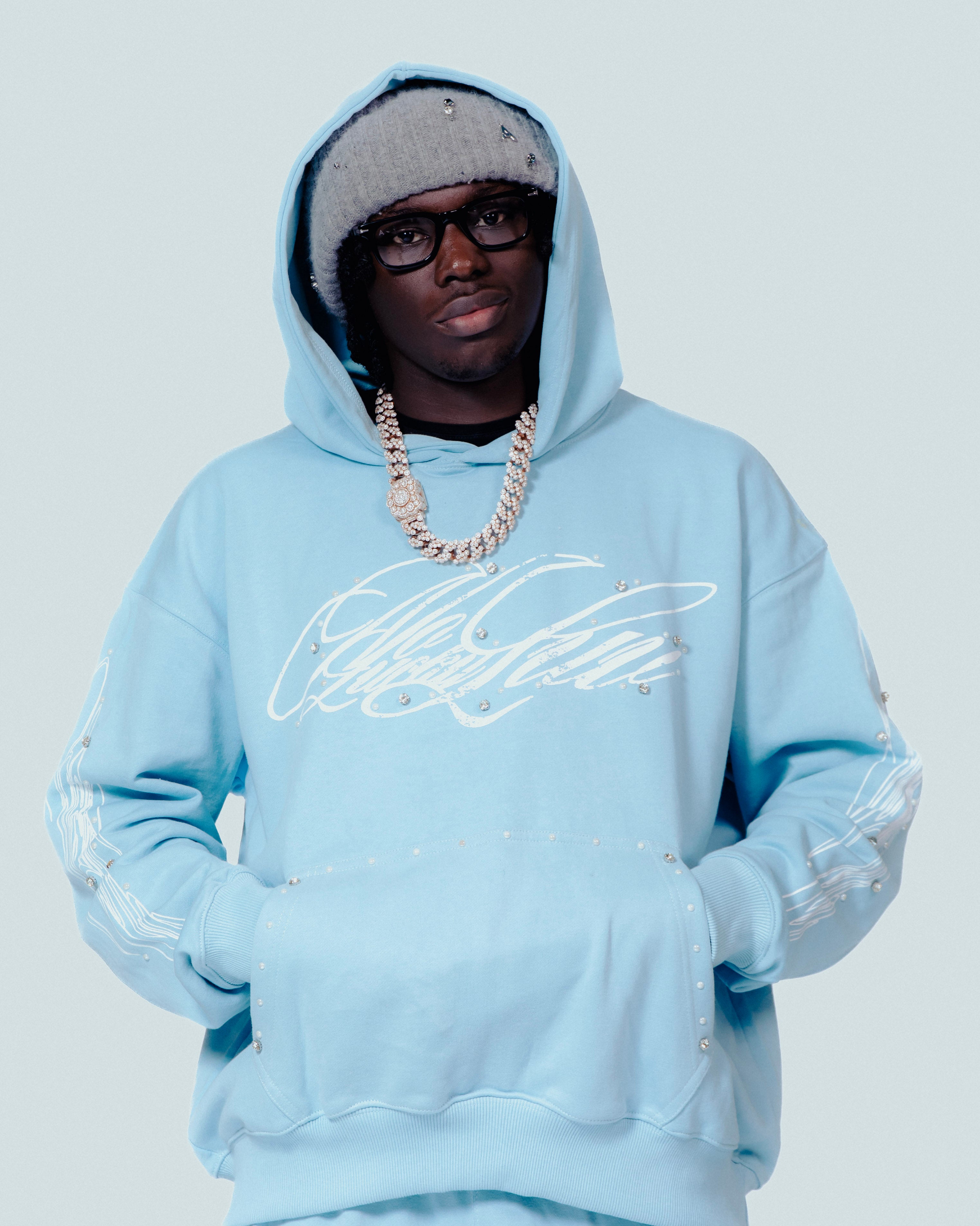 NoLuckyLuv Blue/black Hoodie