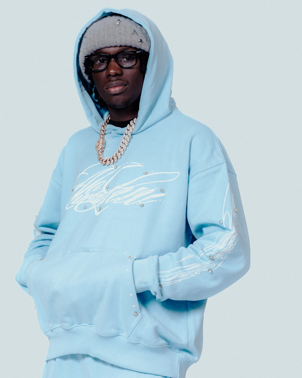 NoLuckyLuv Blue/black Hoodie