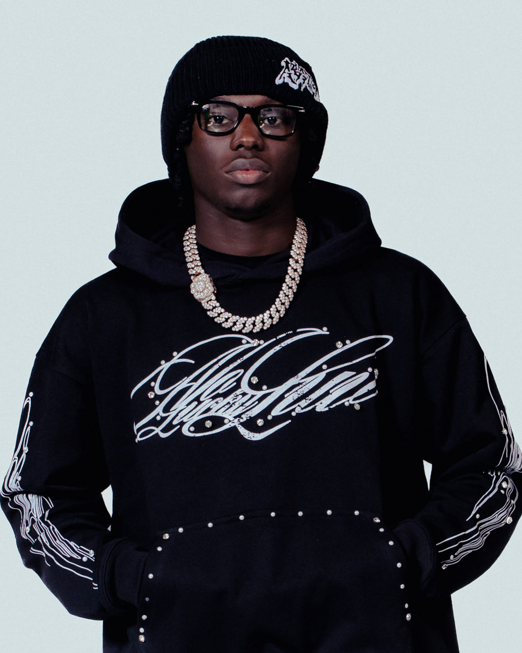 NoLuckyLuv Black/white Hoodie