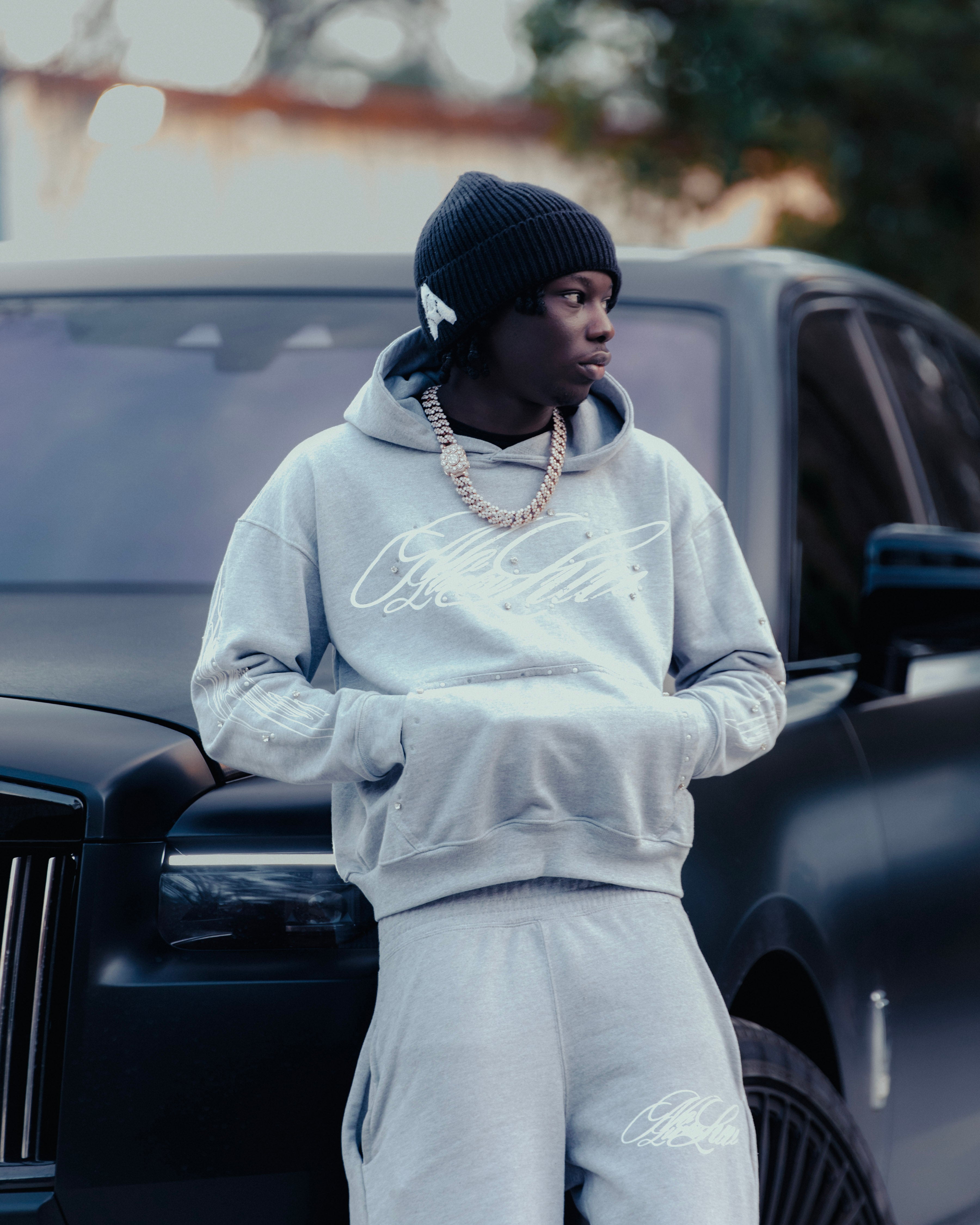 NoLuckyLuv grey/white Hoodie