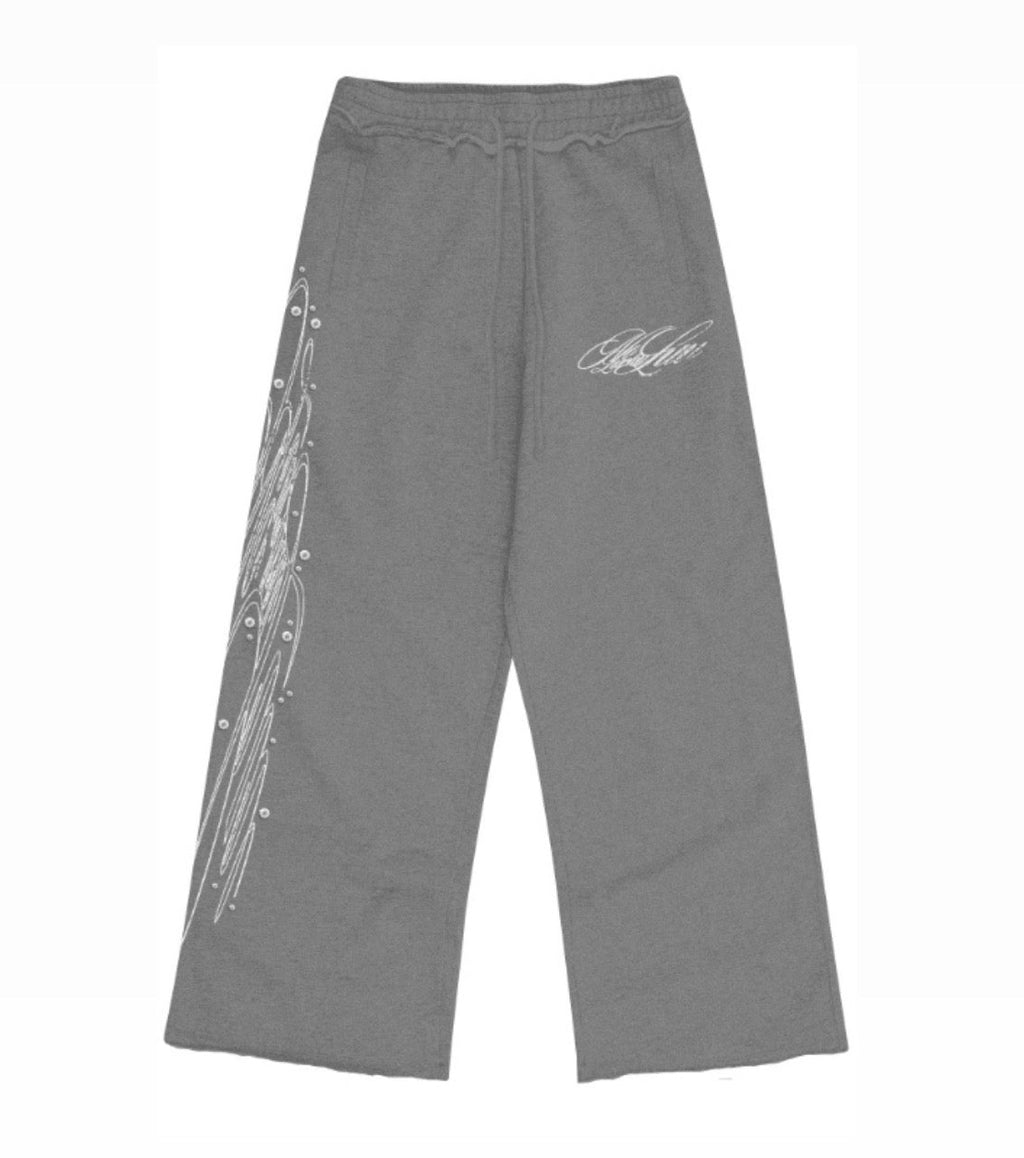 NoLuckyLuv grey/white Pants
