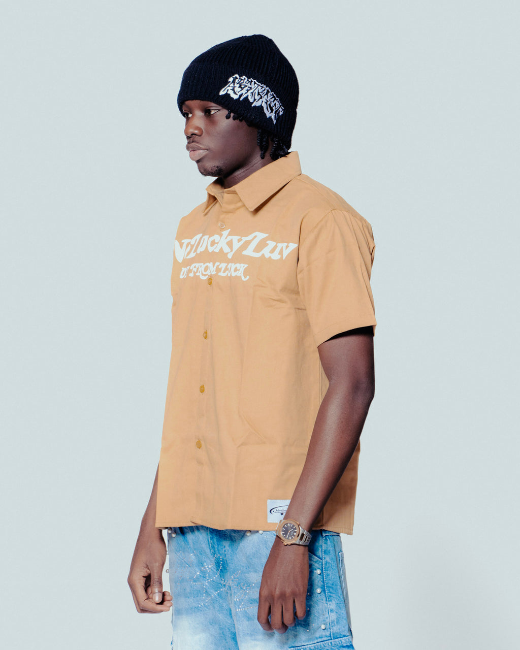 NoLuckyLuv UTILITY SHIRT KHAKI/white