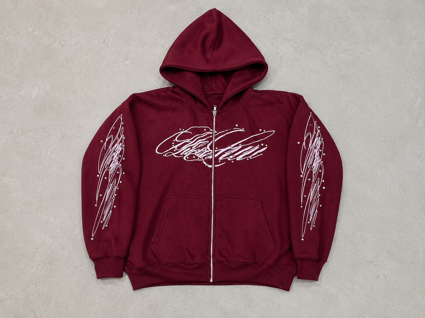 ANoLuckyLuv Burgundy/white ZIP UP