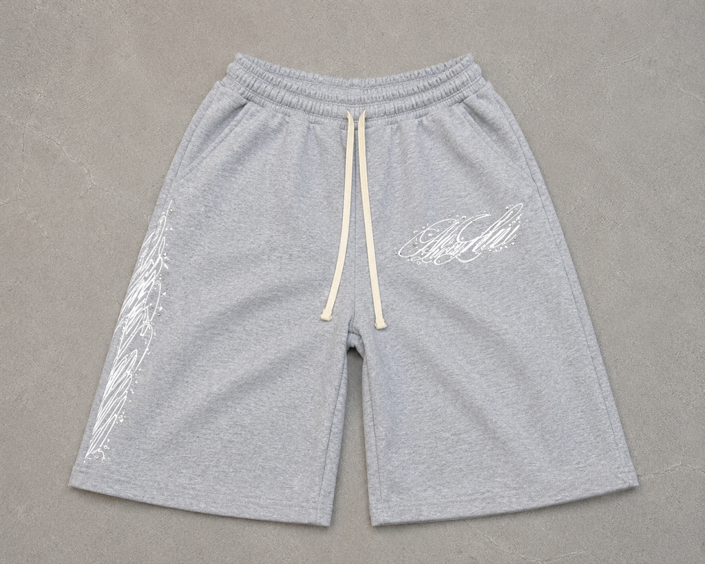 BNoLuckyLuv grey/white 3/4 Shorts